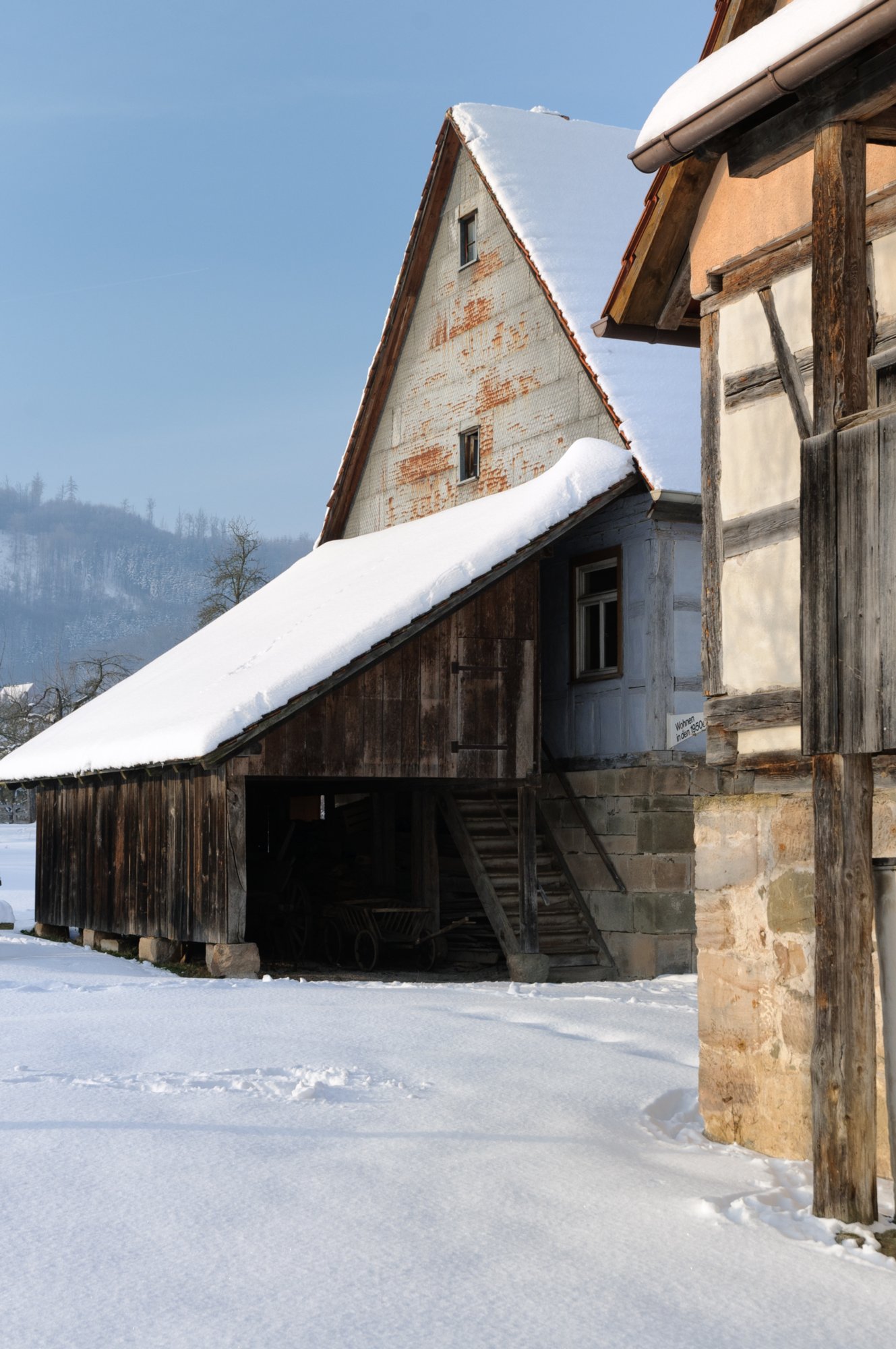 Freilandmuseum Wackershofen bei Schnee 