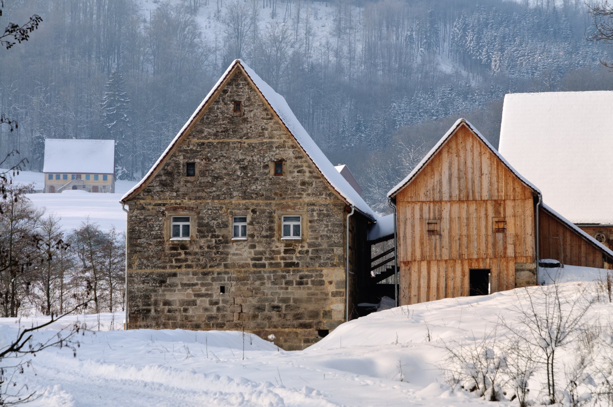 Freilandmuseum Wackershofen bei Schnee 