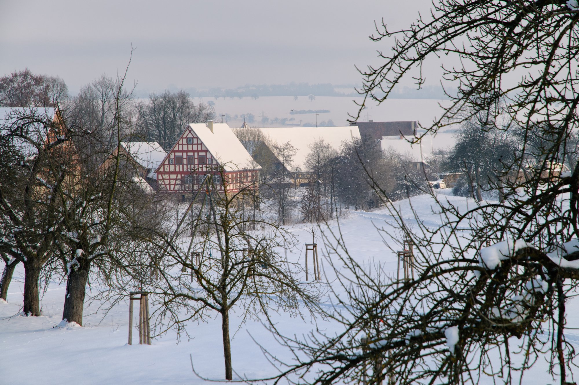 Freilandmuseum Wackershofen bei Schnee 