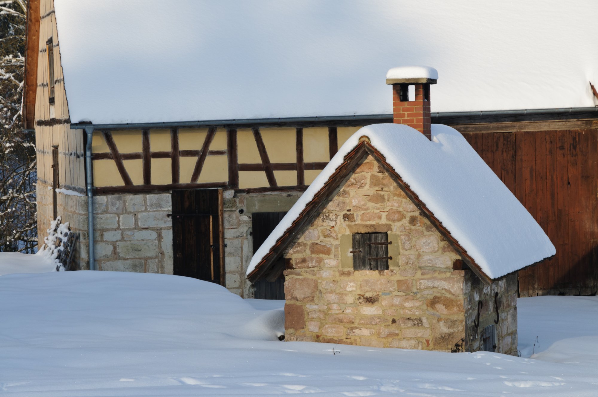 Freilandmuseum Wackershofen bei Schnee 