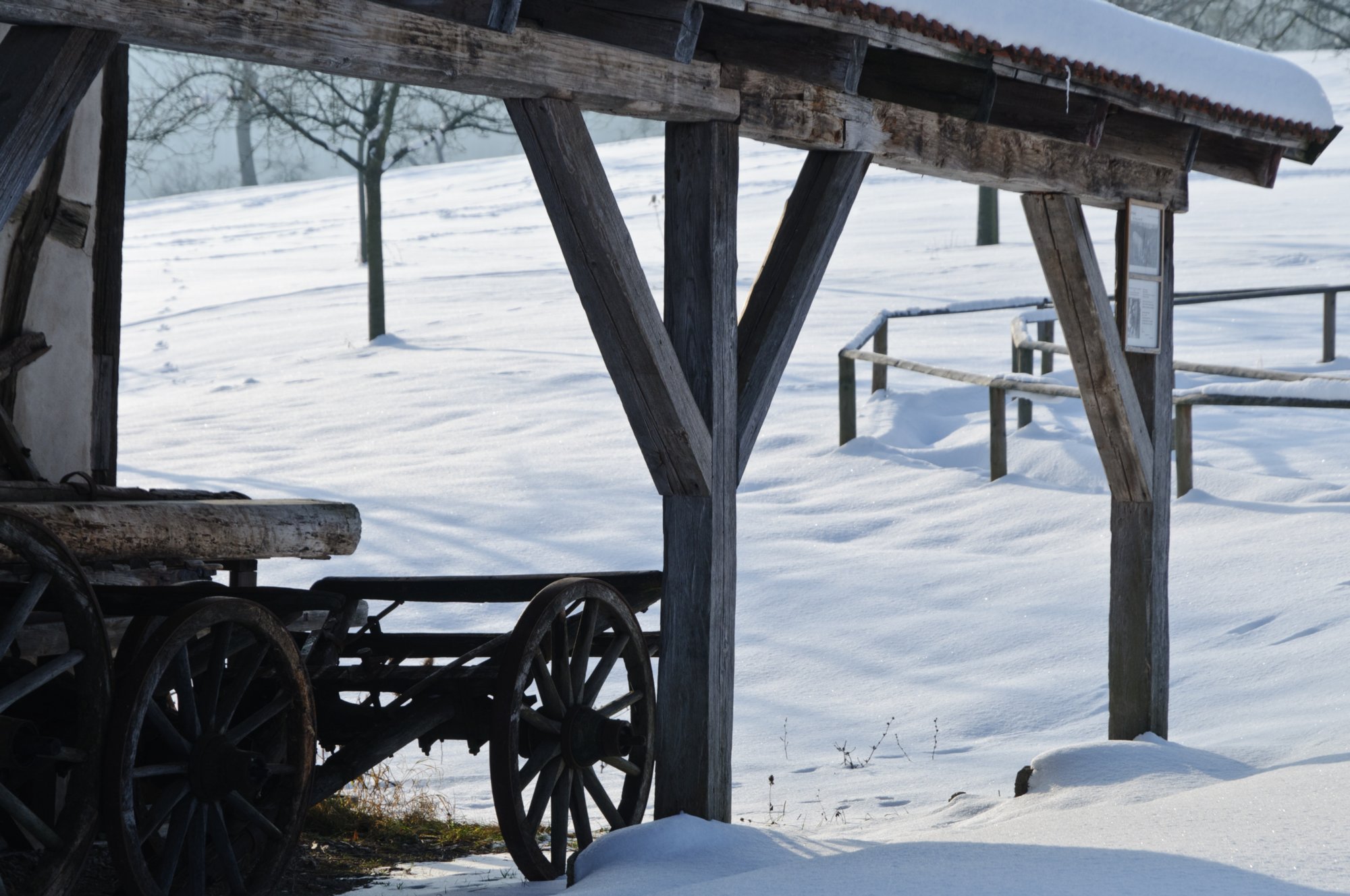 Freilandmuseum Wackershofen bei Schnee 