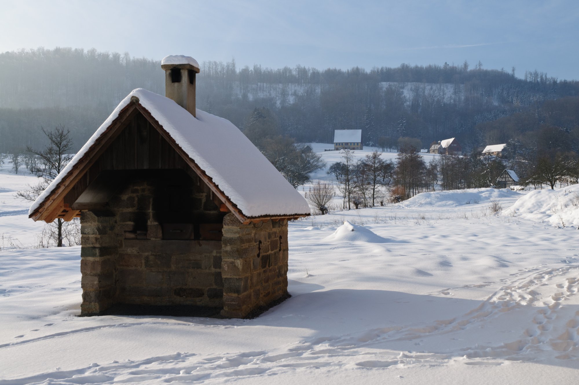 Freilandmuseum Wackershofen bei Schnee 