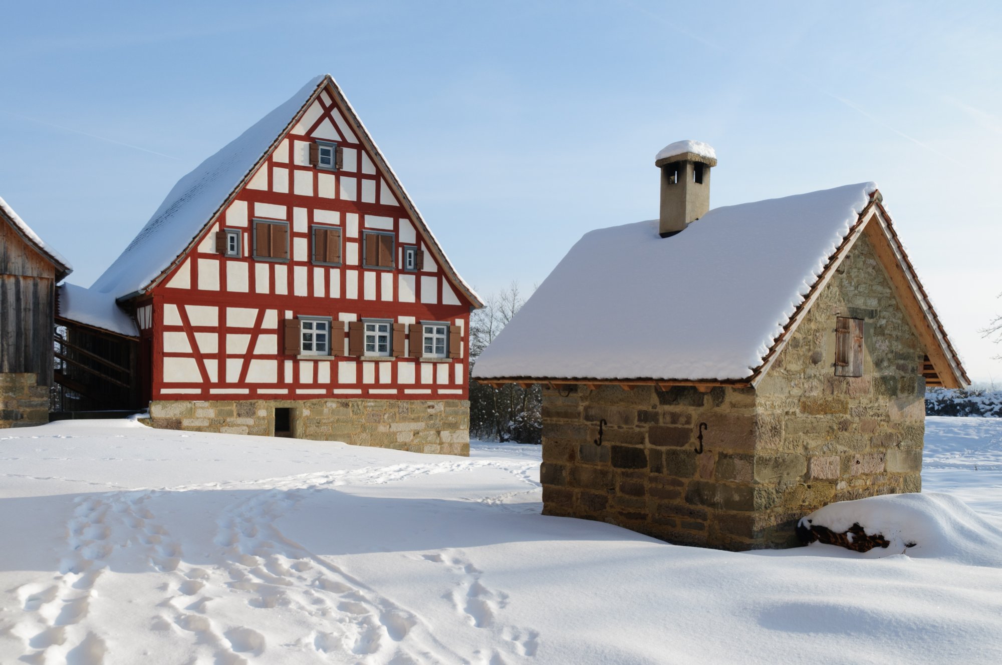 Freilandmuseum Wackershofen bei Schnee 