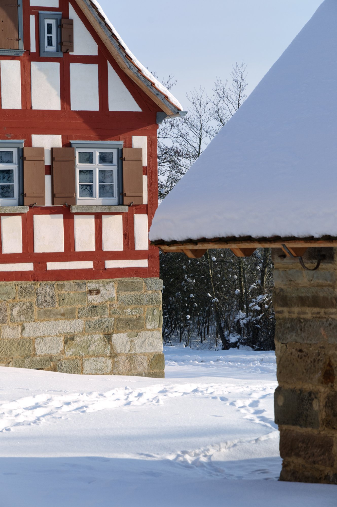 Freilandmuseum Wackershofen bei Schnee 