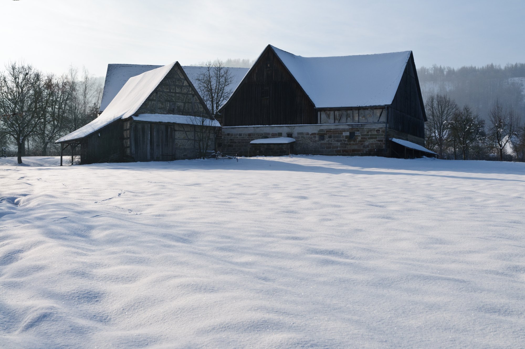 Freilandmuseum Wackershofen bei Schnee 