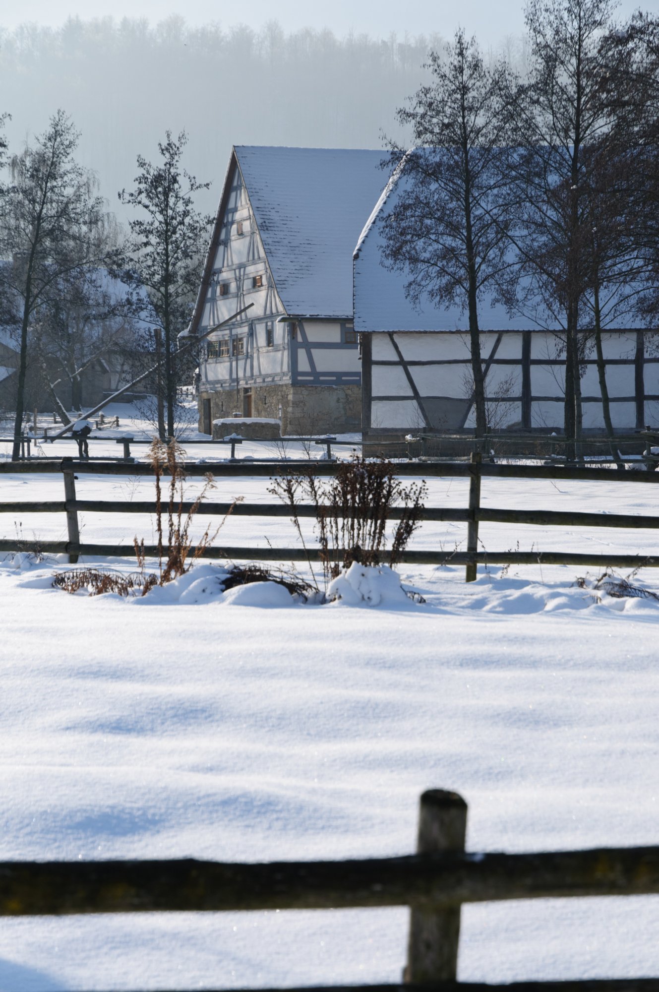 Freilandmuseum Wackershofen bei Schnee 