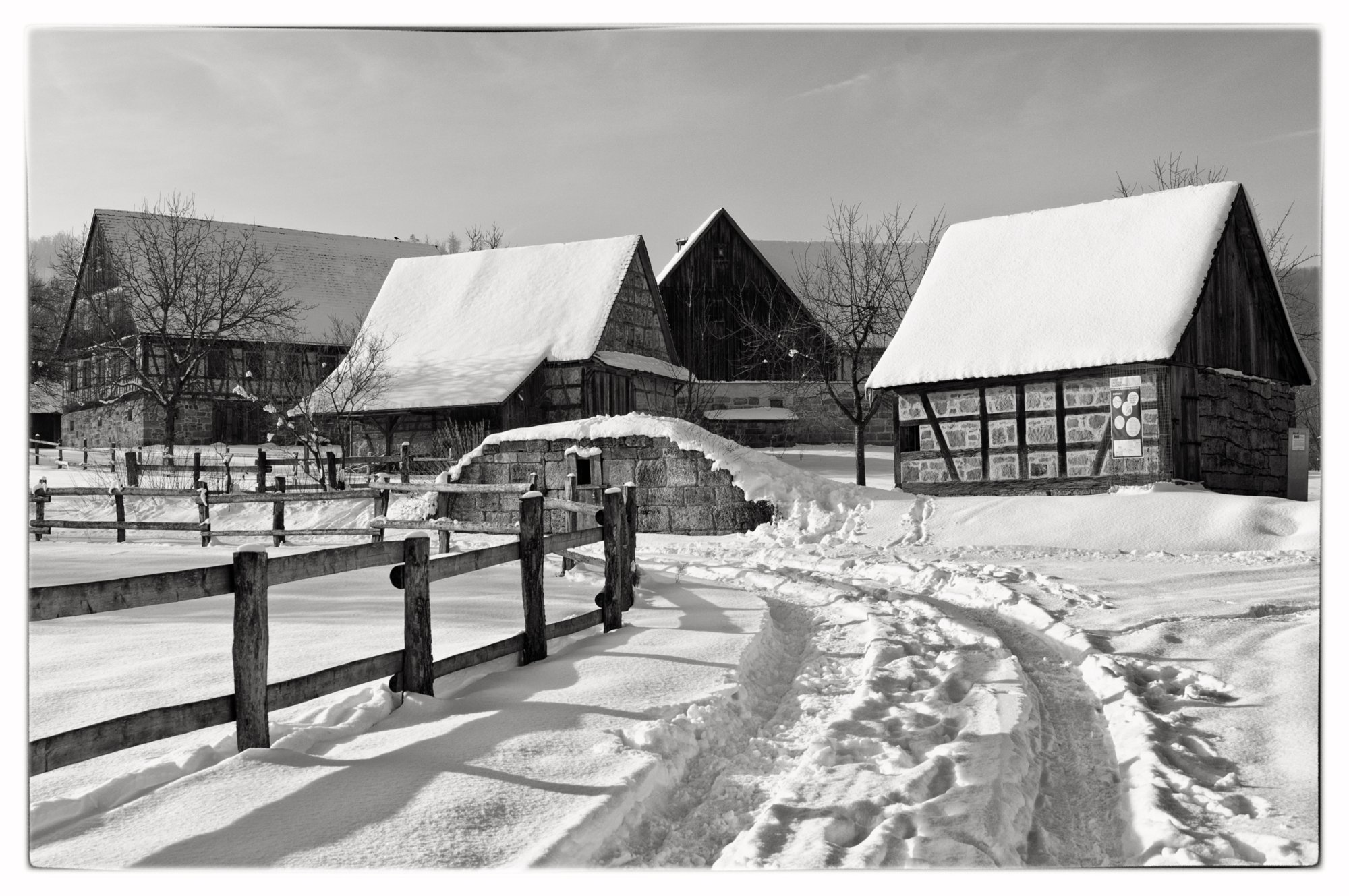 Freilandmuseum Wackershofen bei Schnee 