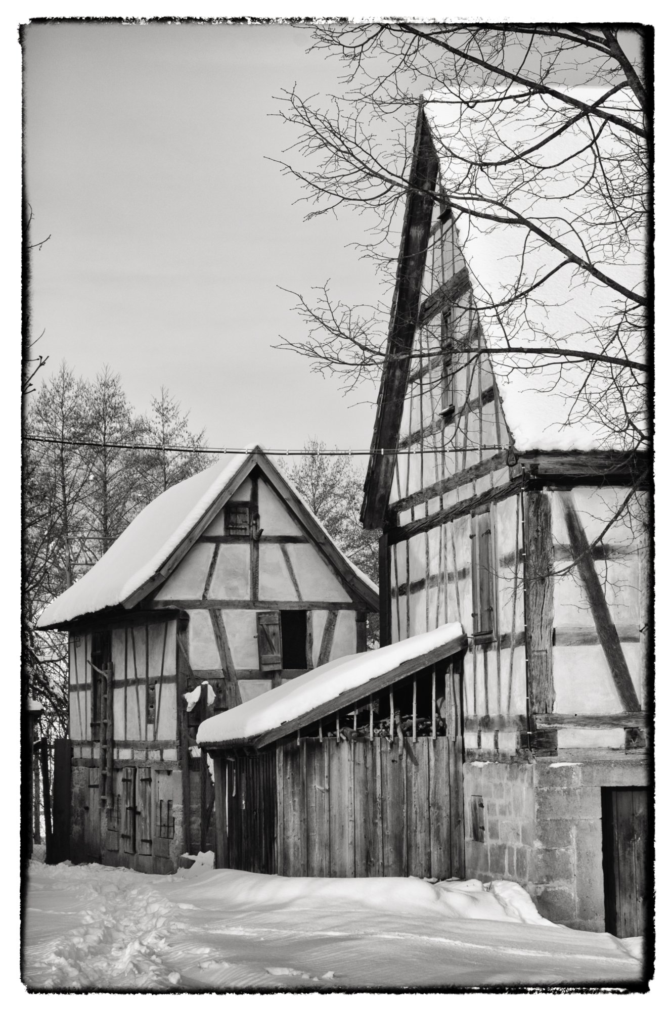 Freilandmuseum Wackershofen bei Schnee 