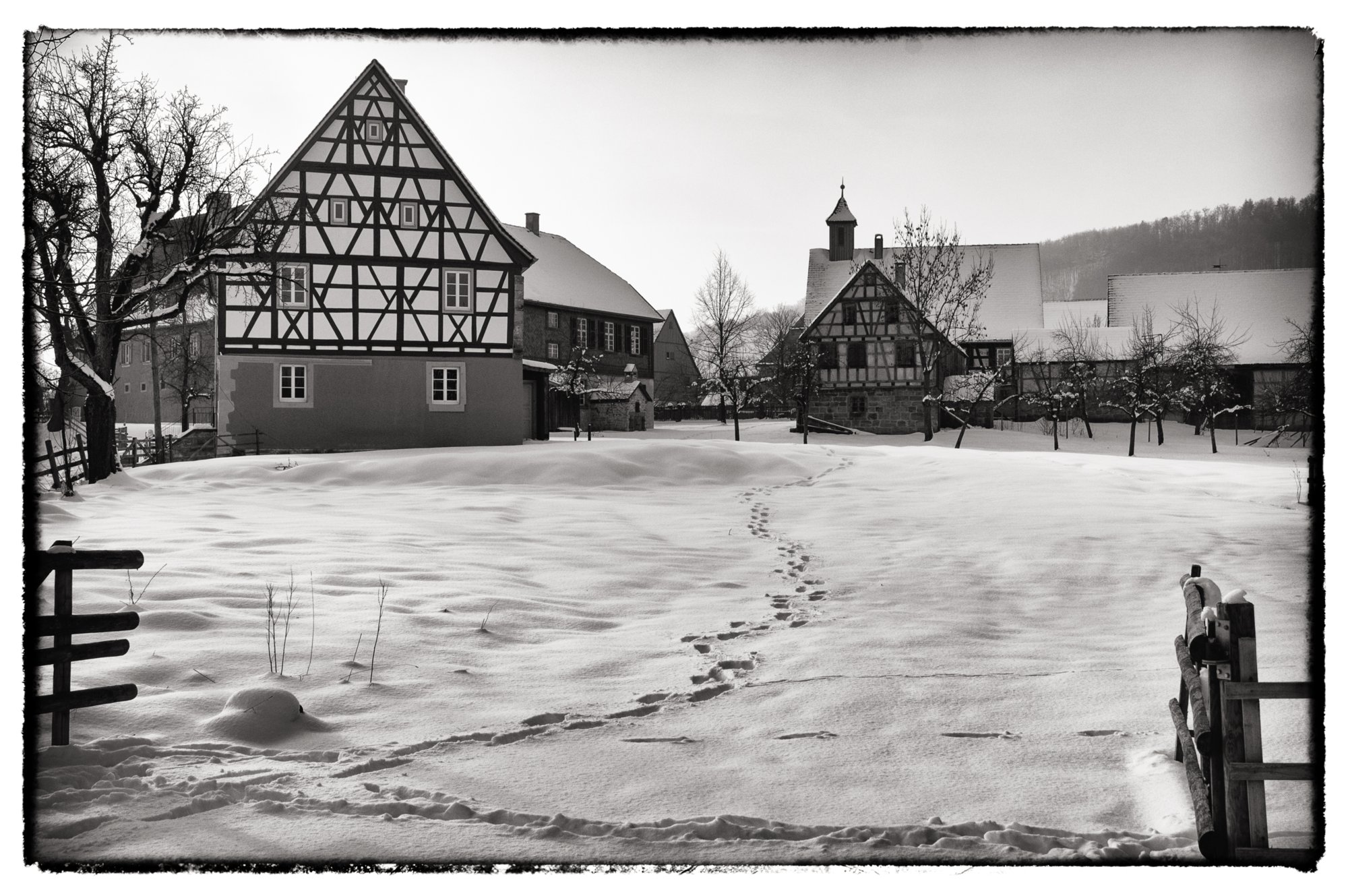 Freilandmuseum Wackershofen bei Schnee 