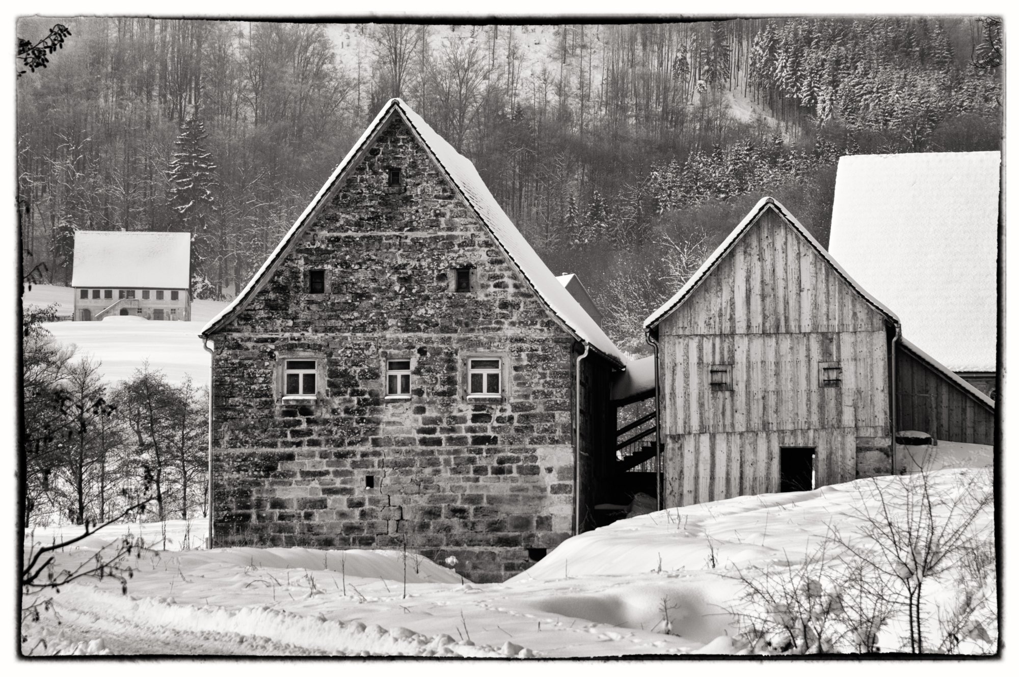 Freilandmuseum Wackershofen bei Schnee 