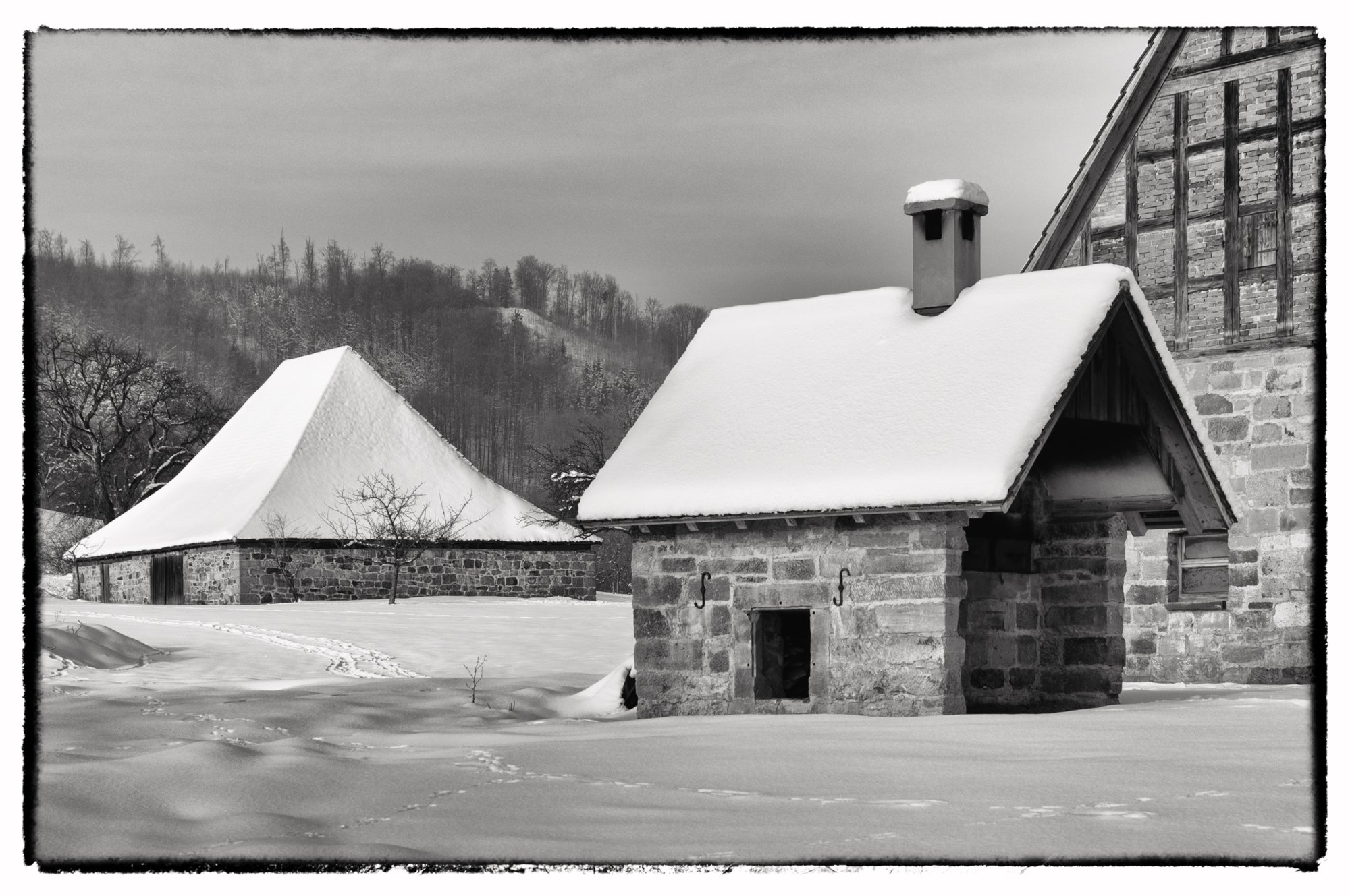 Freilandmuseum Wackershofen bei Schnee 