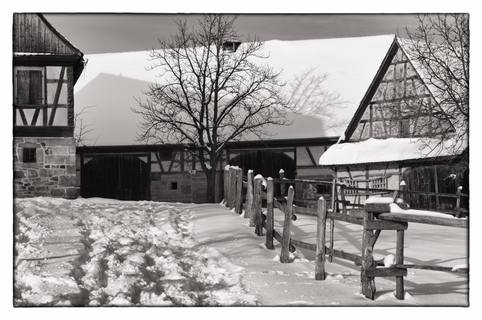 Freilandmuseum Wackershofen bei Schnee 