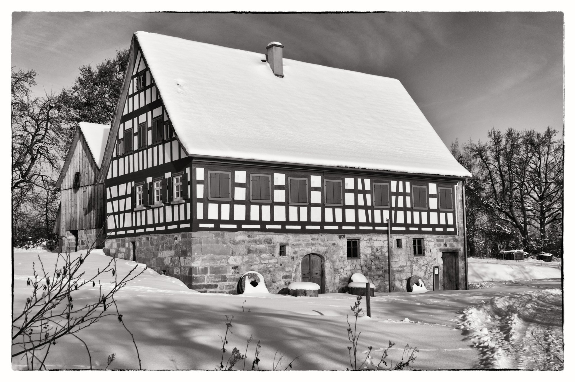 Freilandmuseum Wackershofen bei Schnee 