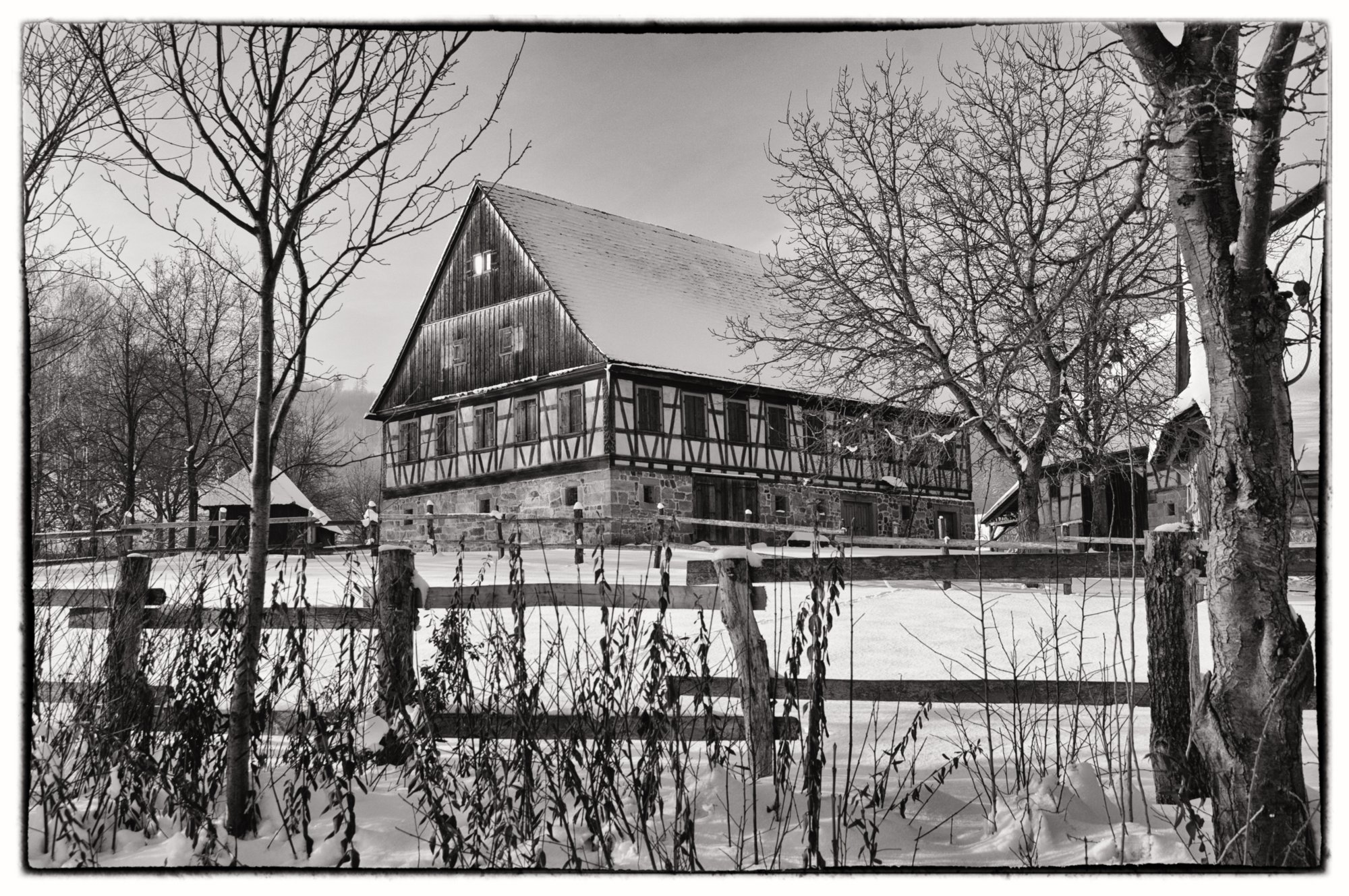 Freilandmuseum Wackershofen bei Schnee 