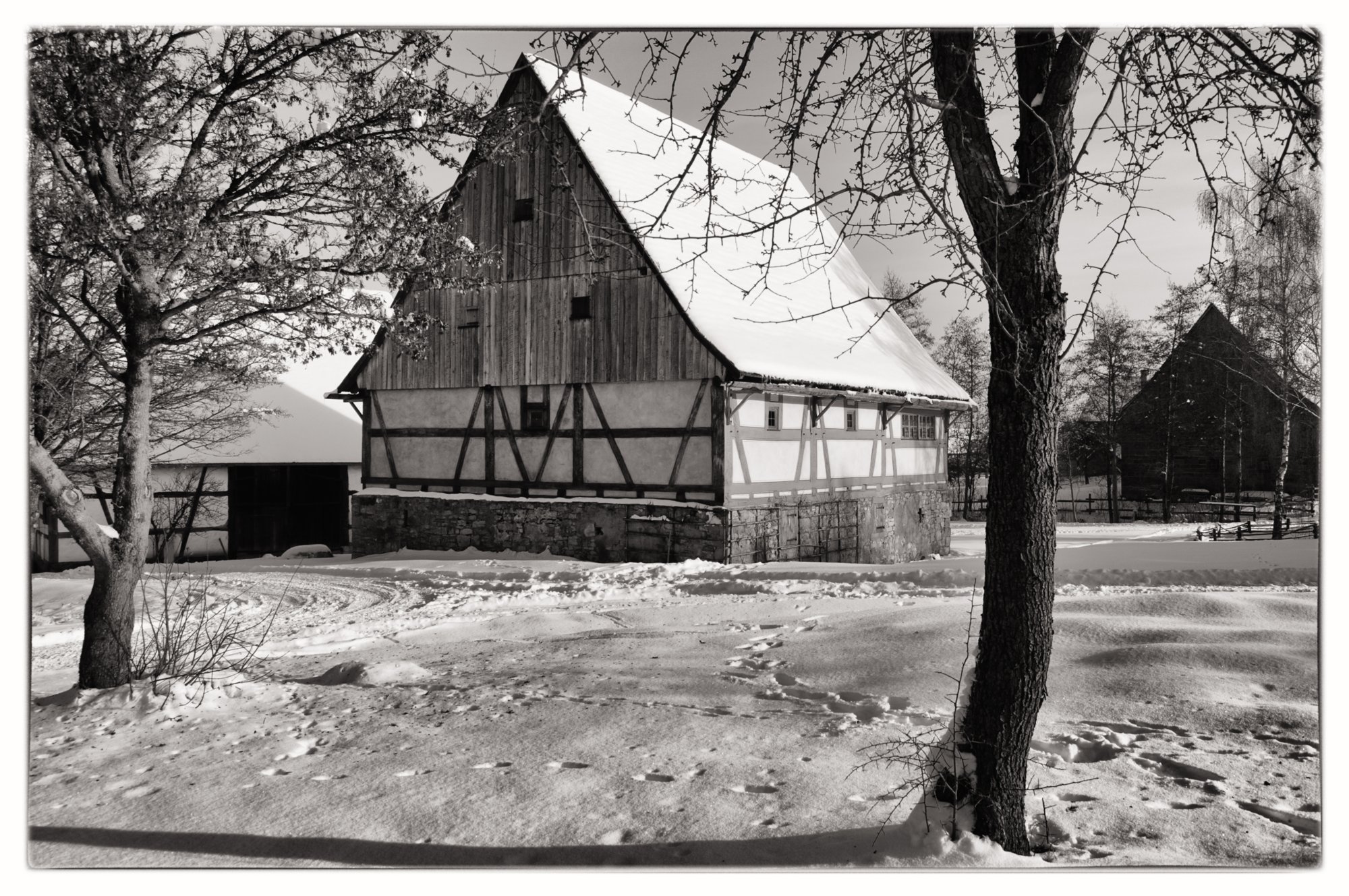 Freilandmuseum Wackershofen bei Schnee 