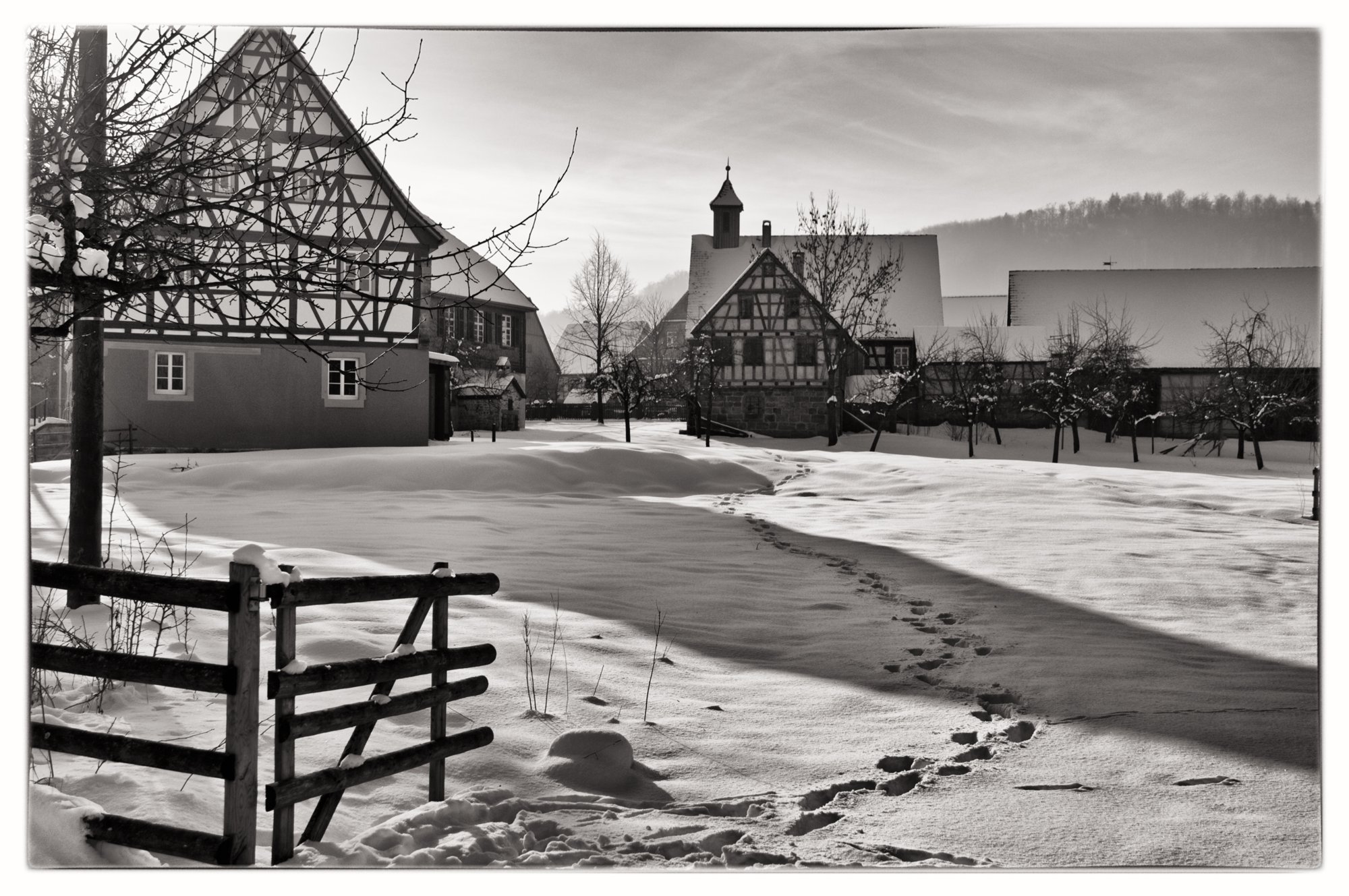 Freilandmuseum Wackershofen bei Schnee 