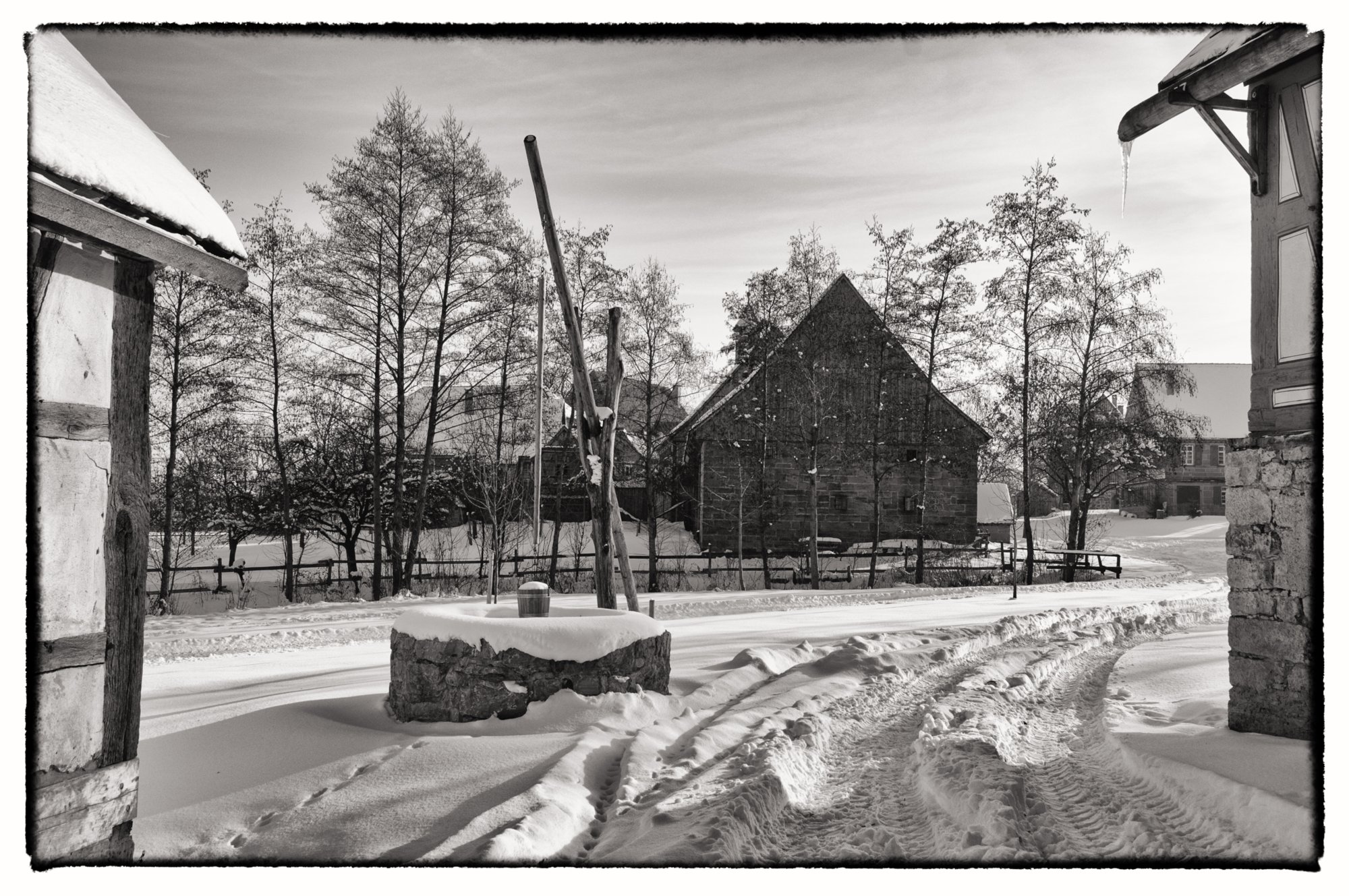 Freilandmuseum Wackershofen bei Schnee 