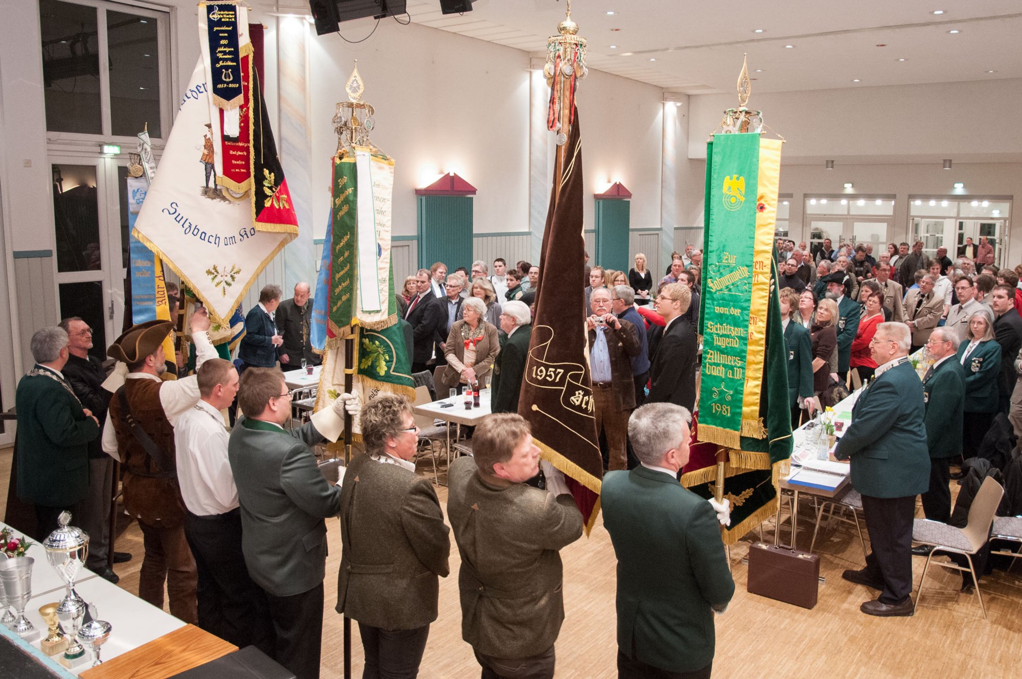 60. ordentliche Kreisschützentag in Oberrot Einmarsch der Fahnen auf dem 60. ordentlichen Kreisschützentag in Oberrot.