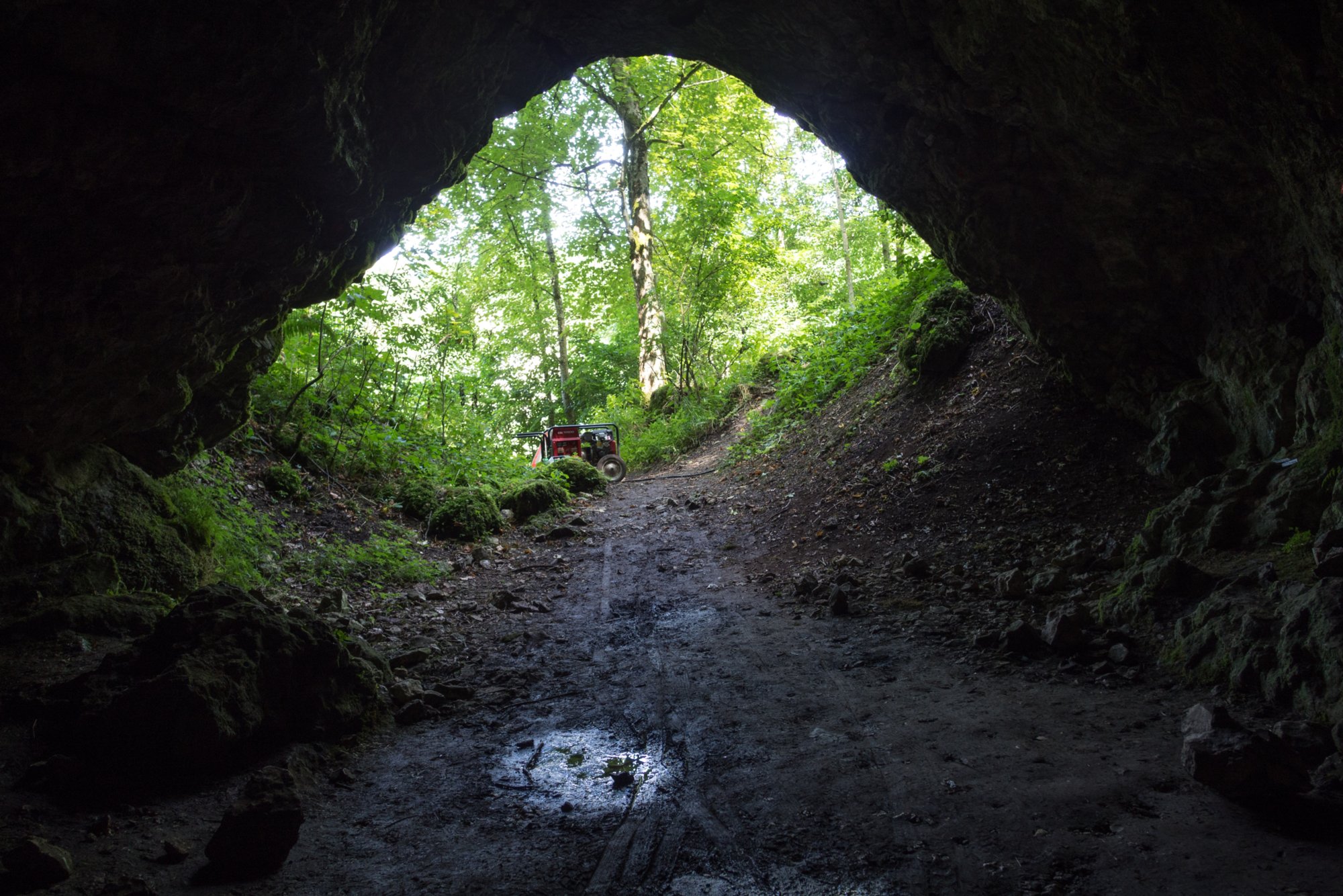 Hohlenstein, Bährenhöhle Wanderung mit Route: Setzingen - Lonetal m. Bocksteinhöhle (nur Andreas, da zu steiler Aufstieg ohne Stecken), Hohlenstein - Lindenau (Tee-Kuchen-Bier-Pause) - Setzingen