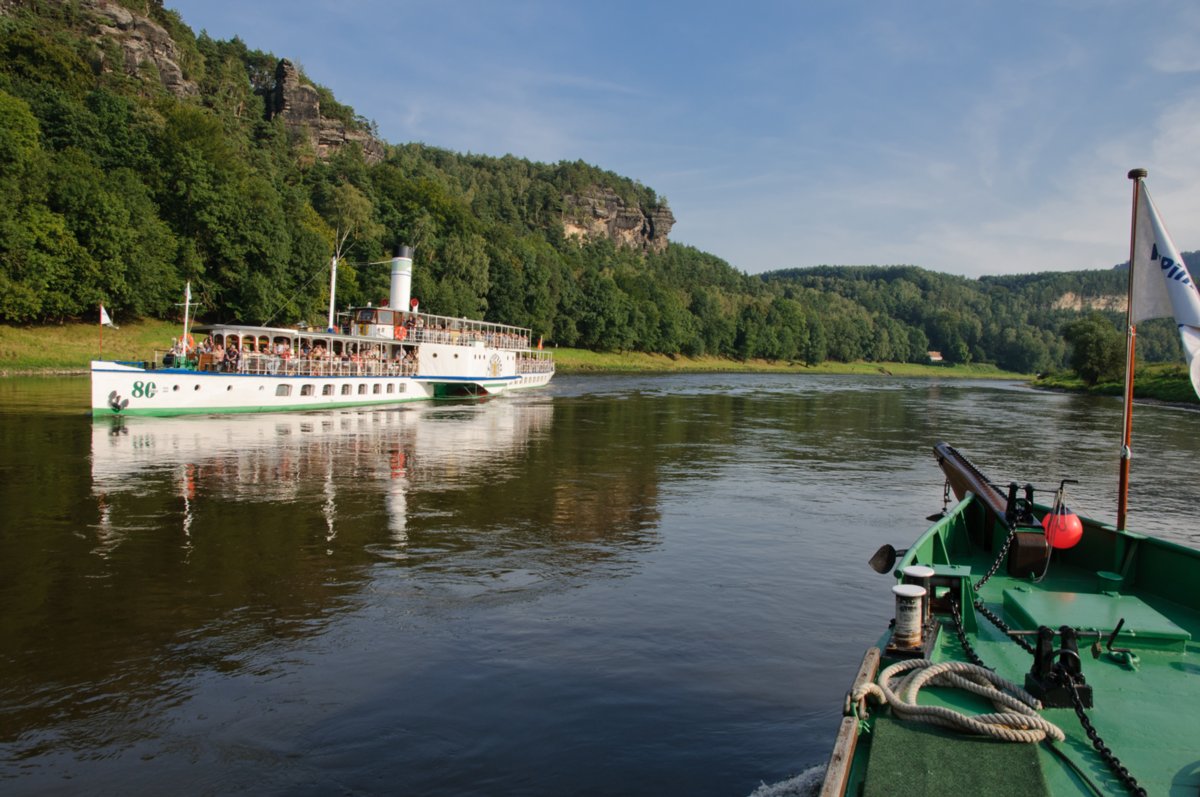 Sächsische Schweiz 2009 Dampferfahrt von Bad Schandau nach Dresden und zurück.