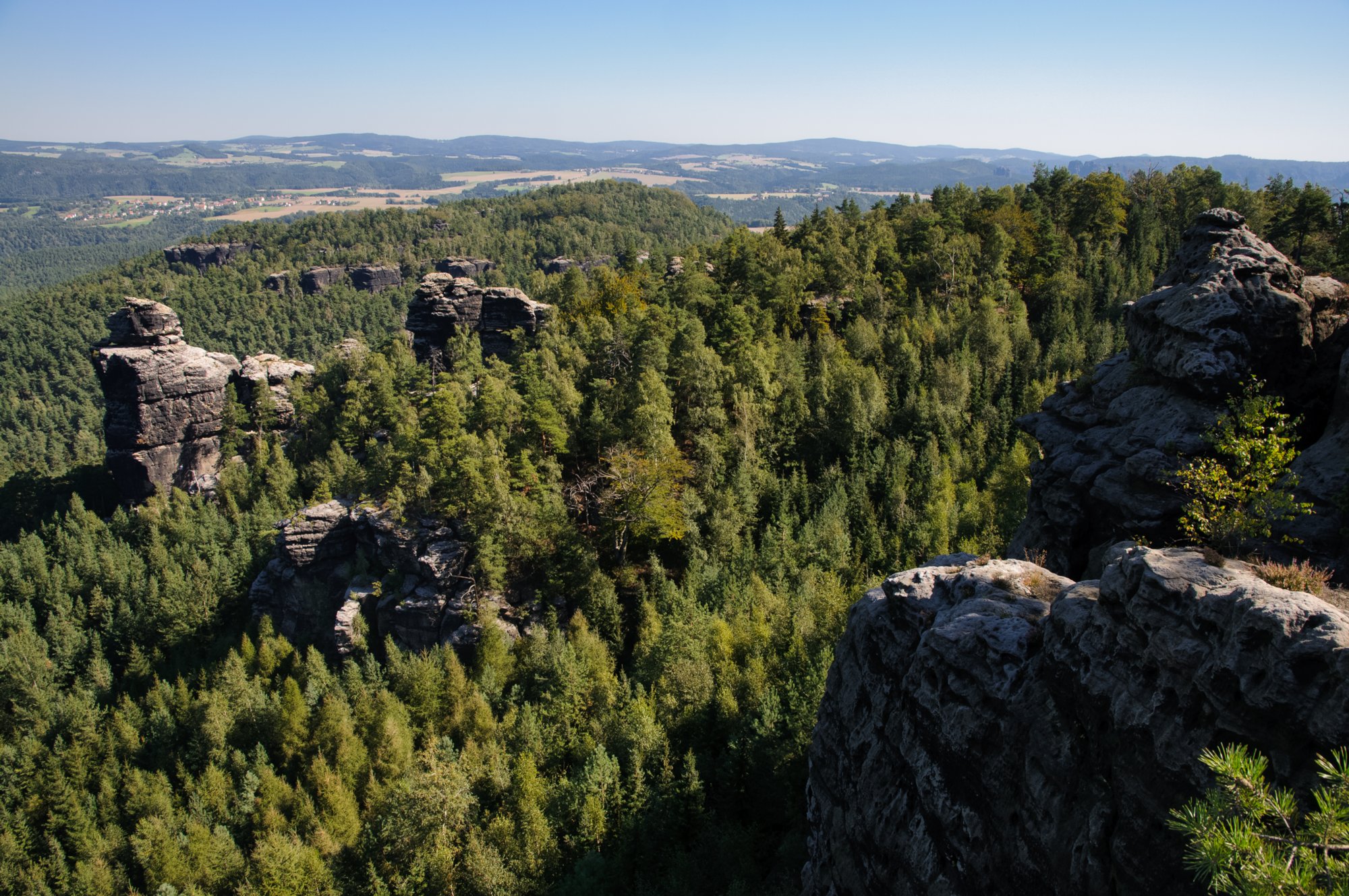 Sächsische Schweiz 2009 Wanderung vom Kurort Gohrisch über den Gohrischstein und den Pfaffenstein zurück nach Gohrisch.