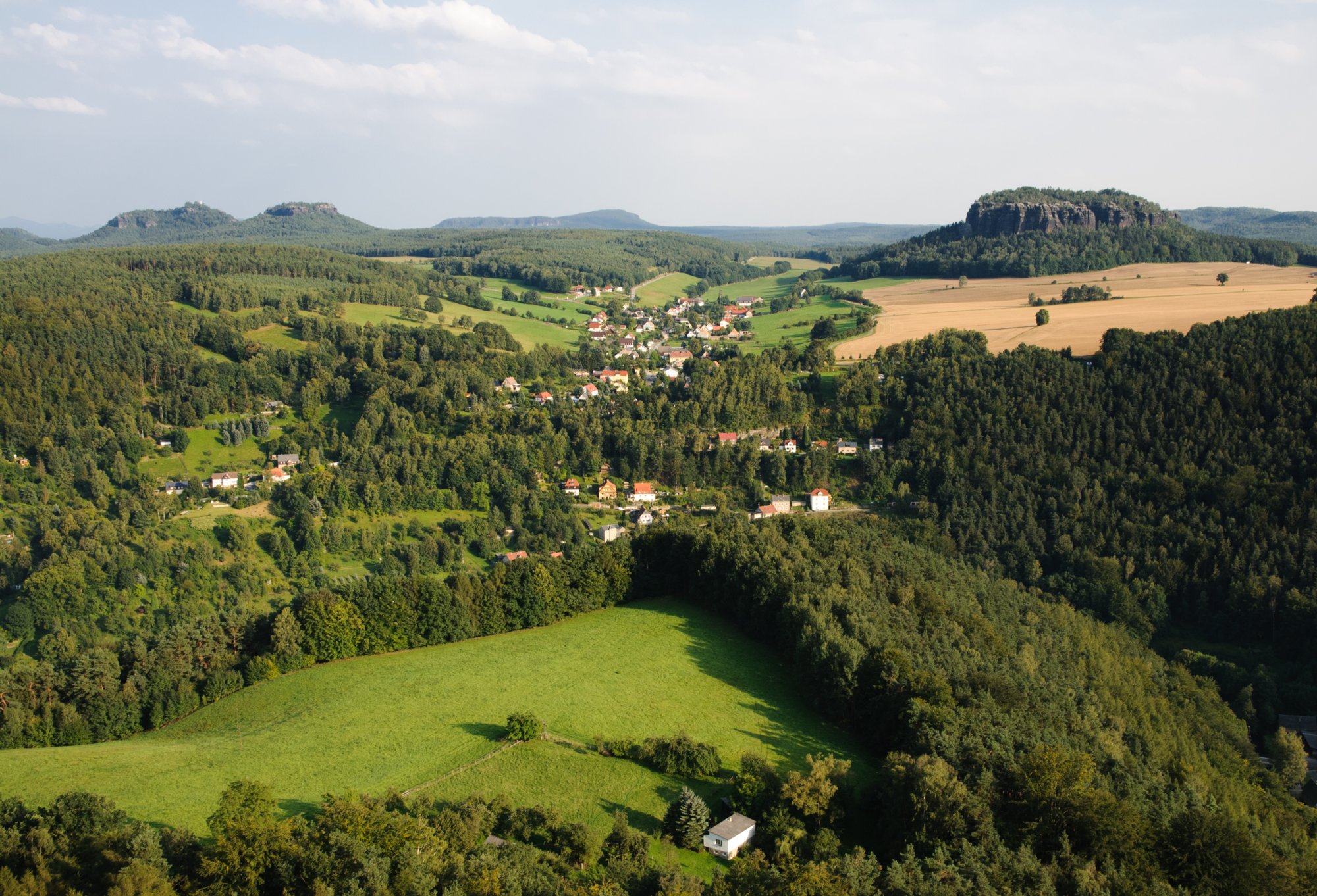 Festung Königstein Pfaffenstein, Gohrischstein und Papststein von der Festung Königstein aus.