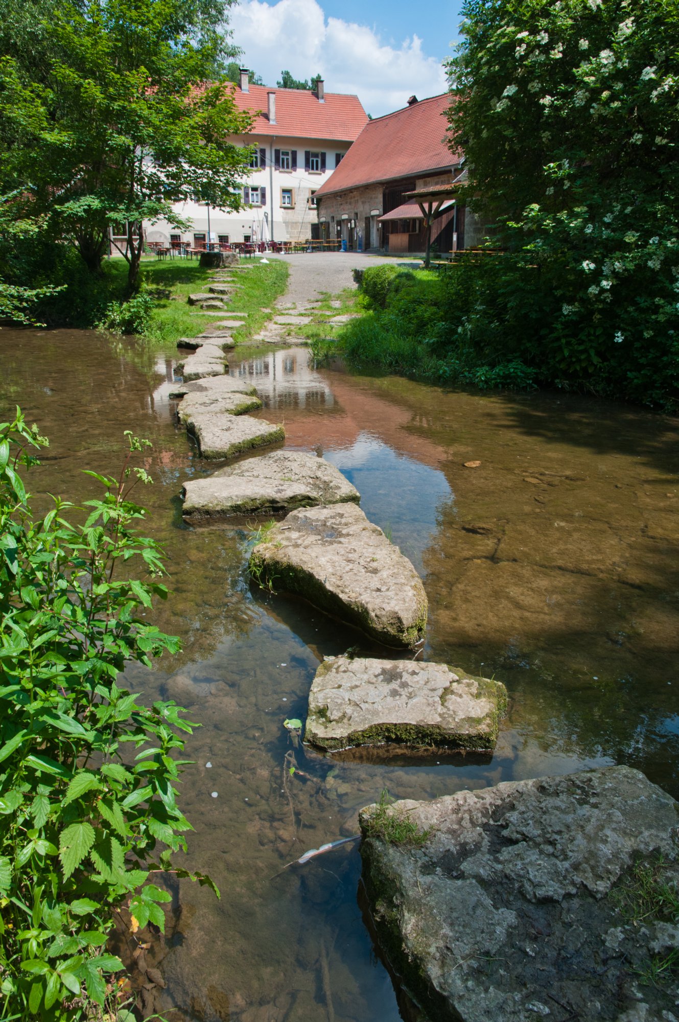 Hammerschmiede. Wanderung von Gröningen über die Klosterruine Anhausen, Bölgental, Jagsttal und Hammerschmiede zurück nach Gröningen. Die Schmiede, die überaus idyllisch im Gronachtal liegt, ist seit vielen Jahren ein lebendiges Museum und beliebtes Ausflugsziel. Quelle: www.satteldorf.de/fileadmin/pdf/Flyer9.pdf