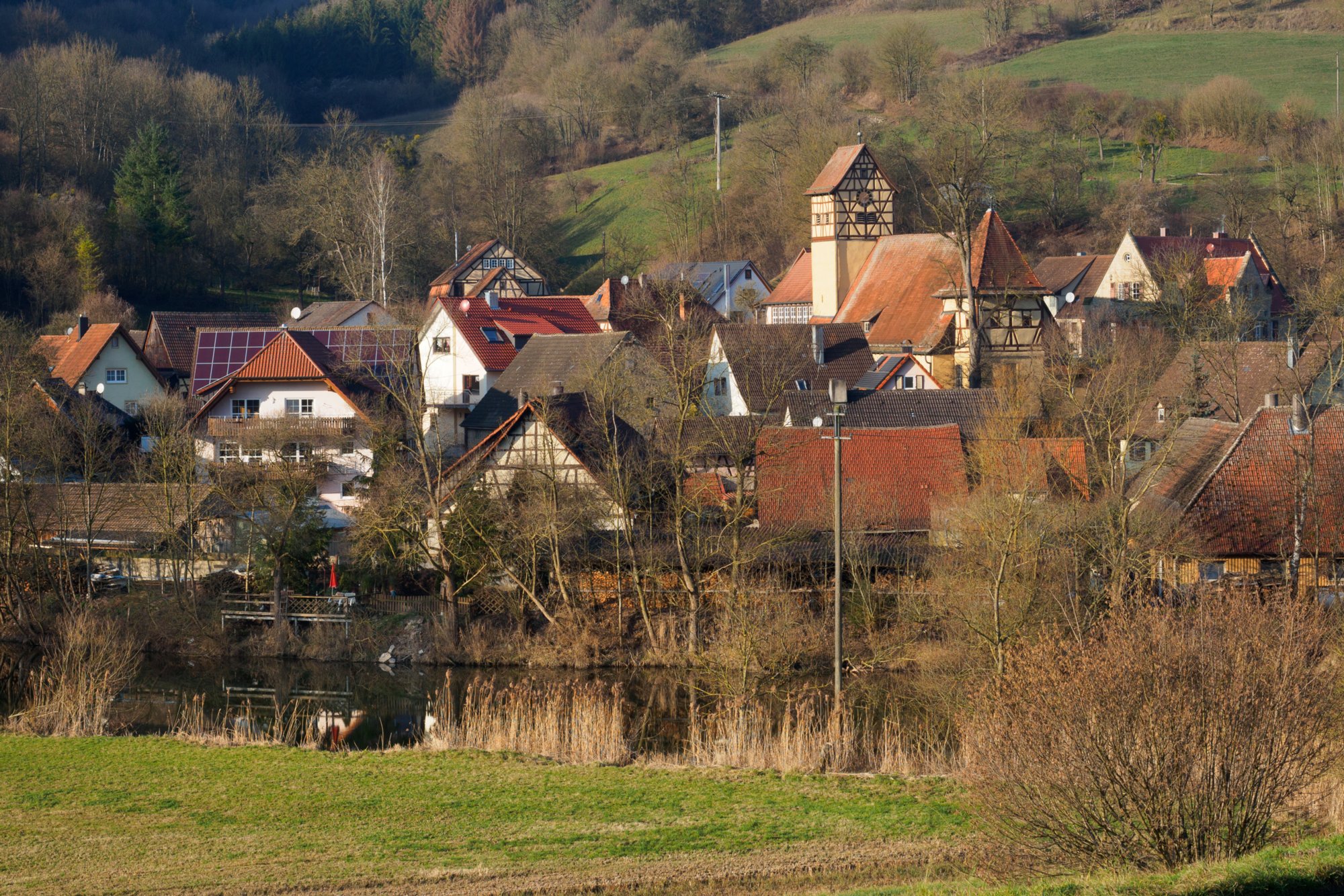 Unterregenbach Wanderung von Bächlingen über Oberregenbach und Unterregenbach. Von dort über den Panoramaweg nach Langenburg und zurück nach Bächlingen.
