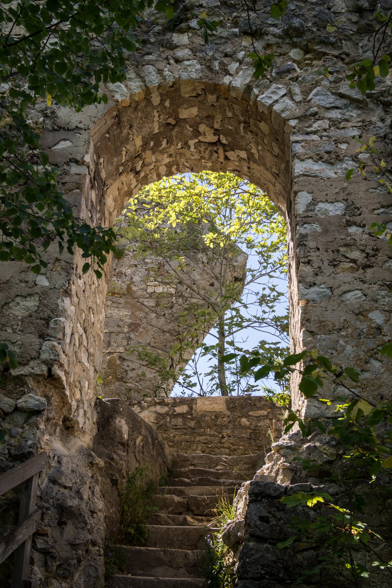 Rusenschloss Zugfahrt von Blaustein nach Herrlingen. Wanderung vom Bahnhof Herrlingen über das Rommel-Denkmal und Wippingen zum Rusenschloss oberhalb von Blaubeuren. Von dort Abstieg zum Bahnhof Blaubeuren und Rückfahrt mit dem Zug nach Blaustein.