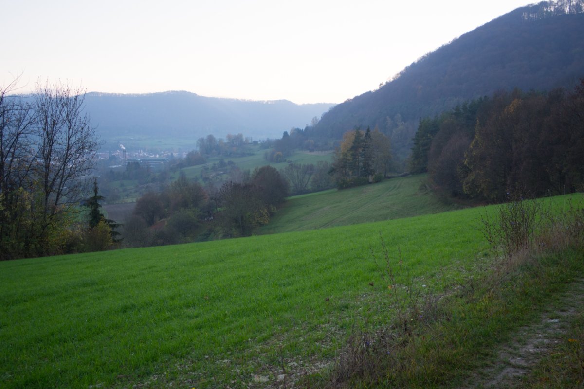 Rückweg nach bad Überkingen Wanderung von Bad Überkingen (Start: Parkplatz landesberufsschule beim Sportplatz) zum Michelsberg. Jungfraufelsen, Hausener Eand, Hausener Eck, Sandgrube bei Oberböhringen, Golfplatz bei Oberböhringen, Ramsfels, Drei Männersitz, Friedhof Heiligenäcket, Schillertempel, Ausgangspunkt.